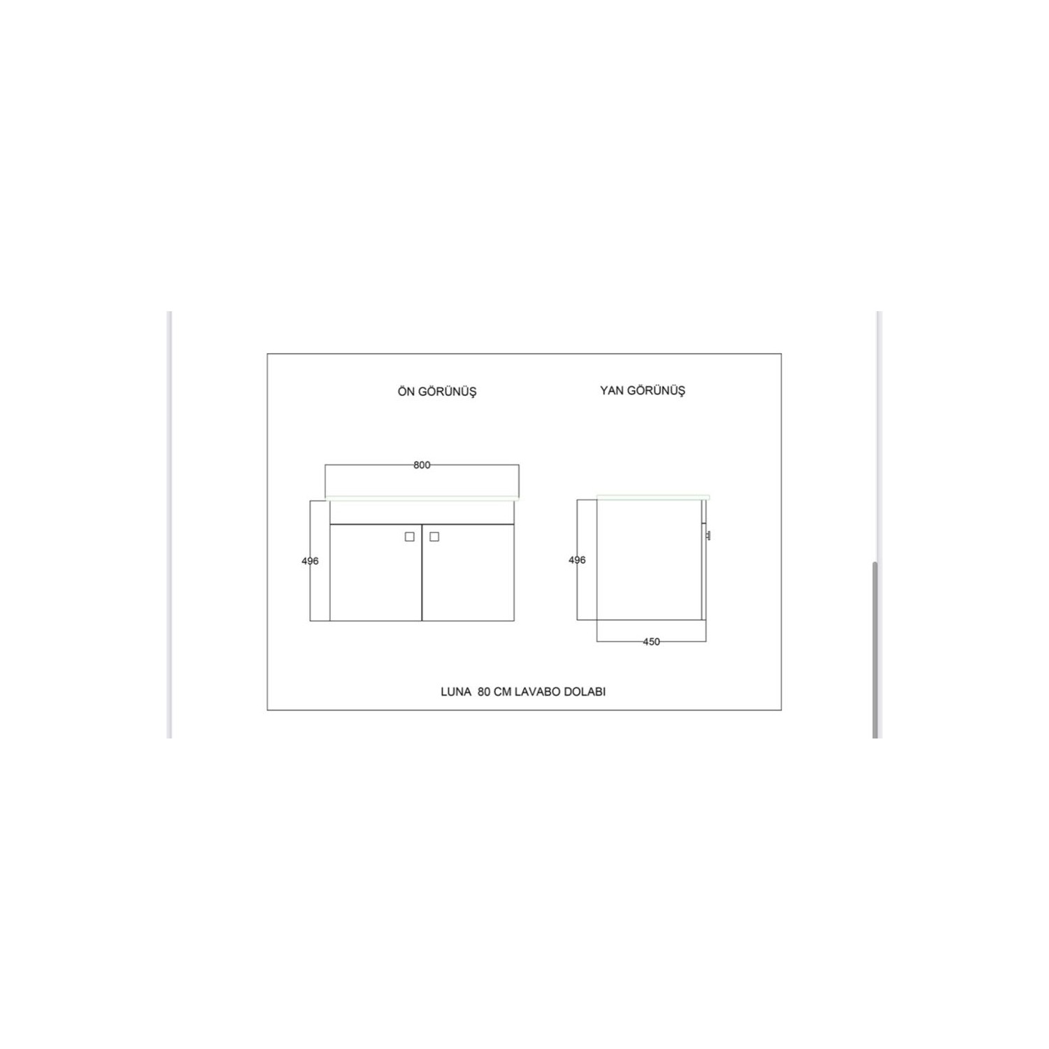 Seramiksan Luna 80 cm Goldstone MDF Banyo Dolabı Takımı