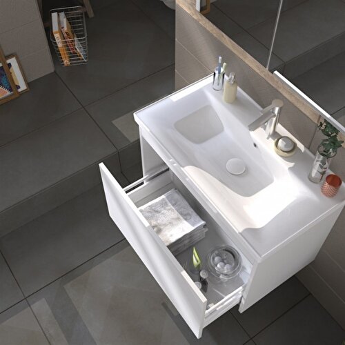 Biani fethiye 80 cm Gri banyo dolabı takımı