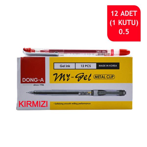 Dong-A My Gel 0.5 mm Ince Iğne Uçlu Jel Kalem 12li Kırmızı