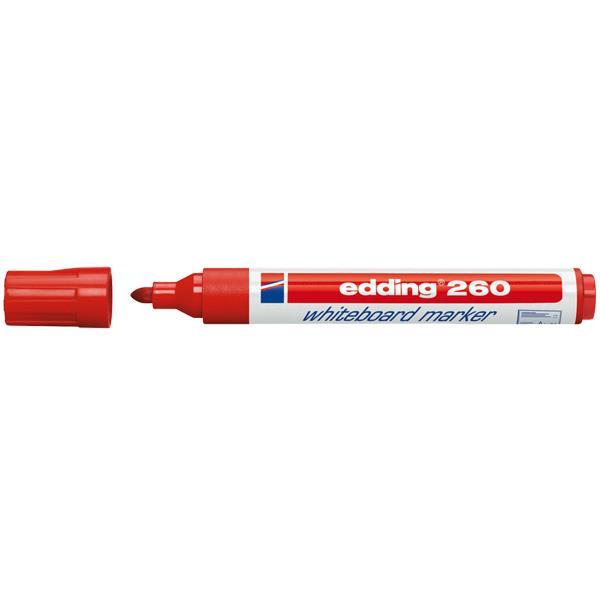Edding 260 Kırmızı Tahta Kalemi Yuvarlak Uçlu 1.5-3mm 10lu Kutu