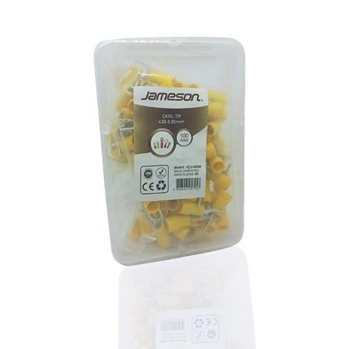 JAMESON JÇU-6006 M6 ÇATAL TİP İZOLELİ KABLO UCU (4,00-6,00 MM, SARI) (100 ADET )