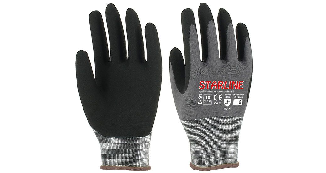Starline E-91 Genel Amaçlı Gri-Siyah Mikro Köpük Nitril Eldiven (7/S Beden)