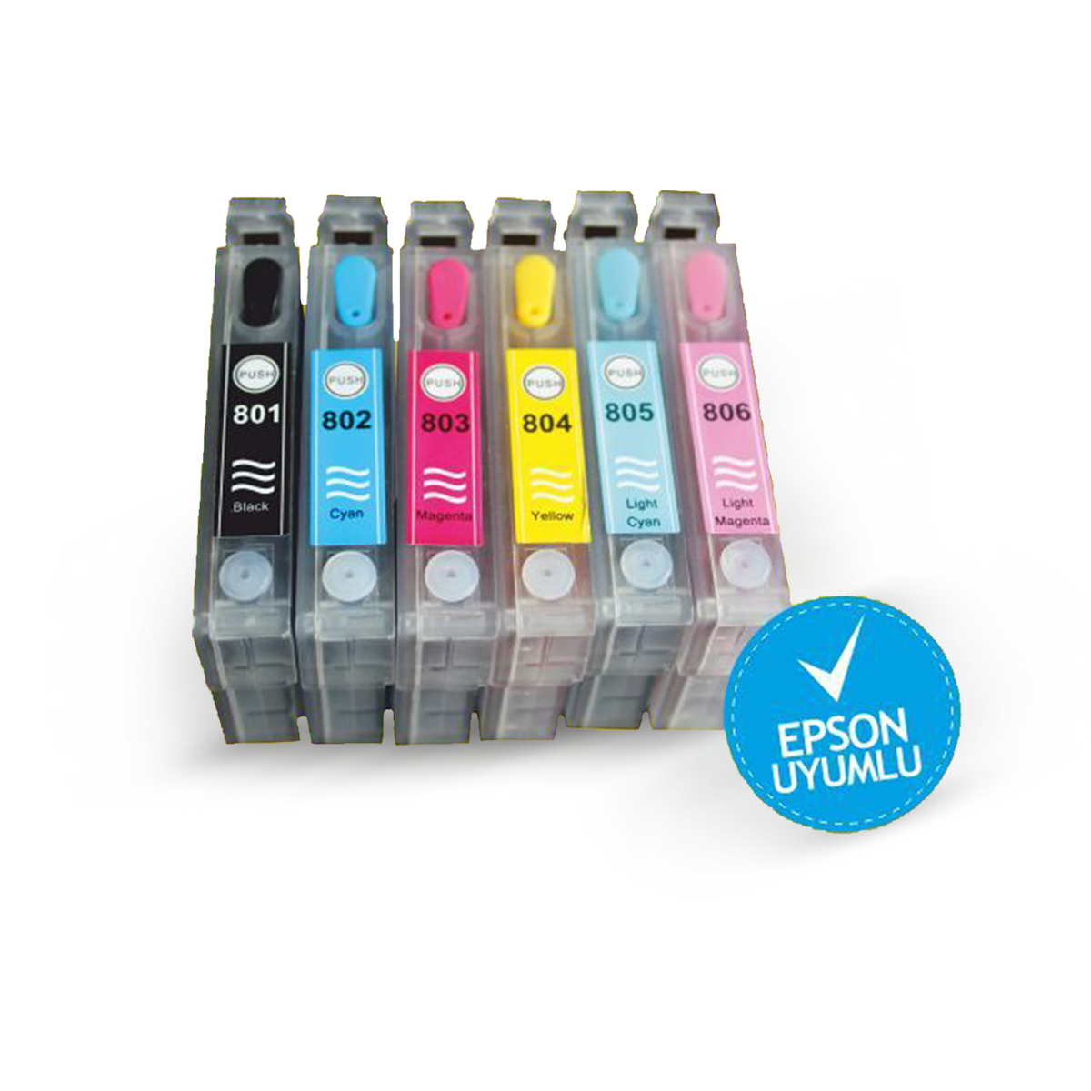 Epson T0801-T0806 Uyumlu Kolay Dolan Kartuşlar Dolu Claria Mürekkepli - P50/ Px650/ Px660/ Px700/ Px720/ Px800/ Px810/ Px830/ R265/ R285/ R360/ Rx560/ Rx585/ Rx685