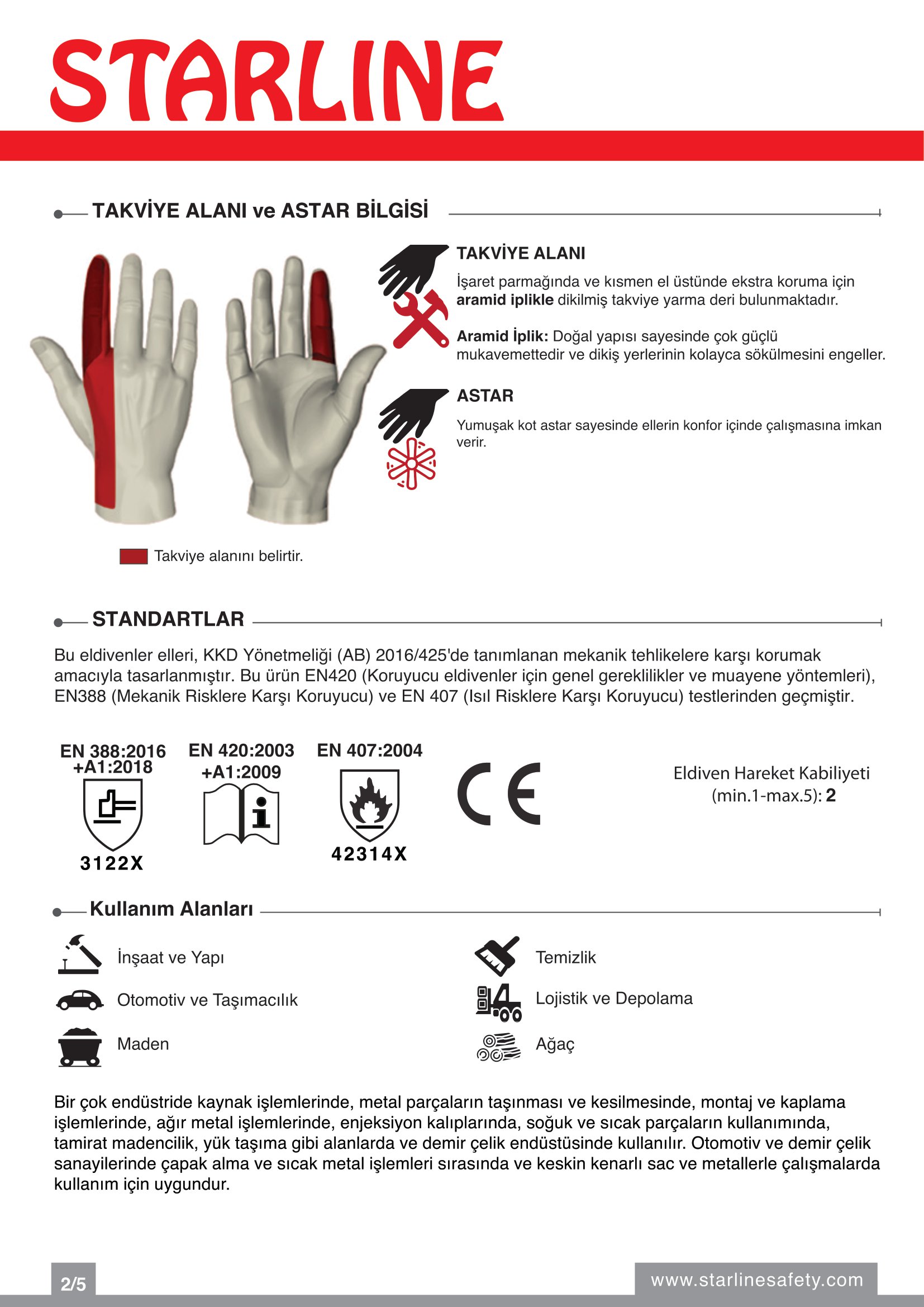 Starline E-1303 Yarma Deri ve Aramid İplikli Yanma Direnci Yüksek Ekstra Parmak ve El Üstü Takviyeli Sarı Kaynak Eldiveni (10/XL Beden)