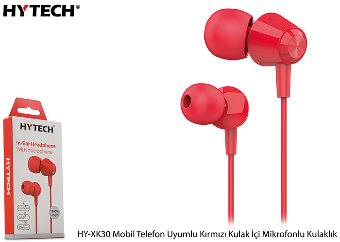 Hytech Hy-Xk30 Mobil Telefon Uyumlu Kırmızı Kulak İçi Mikrofonlu Kulaklık