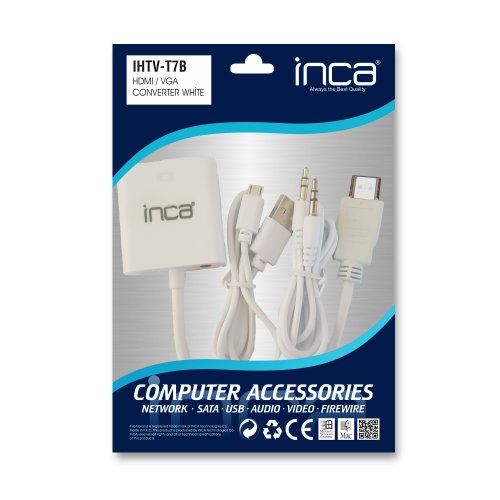 Inca IHTV-7TB 20cm HDMI-VGA (D) Görüntü Adaptörü Beyaz Sesli