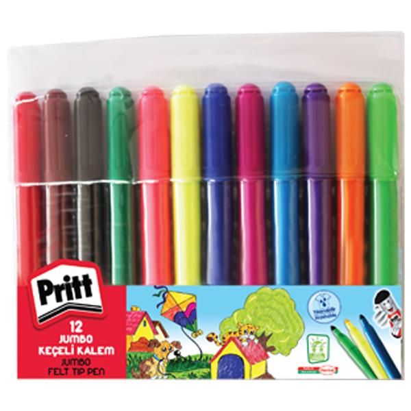 Pritt Keçeli Boya Kalemi Jumbo Yuvarlak Uç 12 Renk