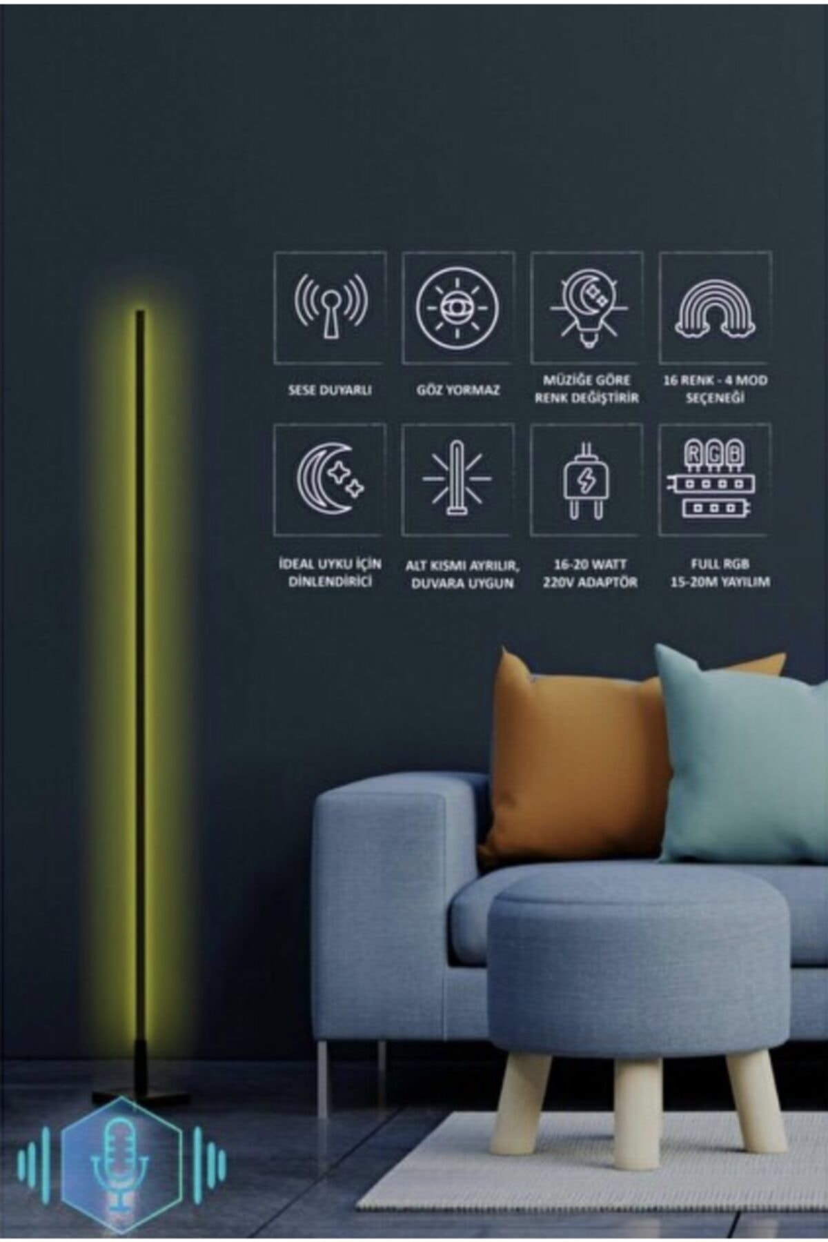 Teknoloji Elektrik Samsung Led Sese Duyarlı Rgb Lambader