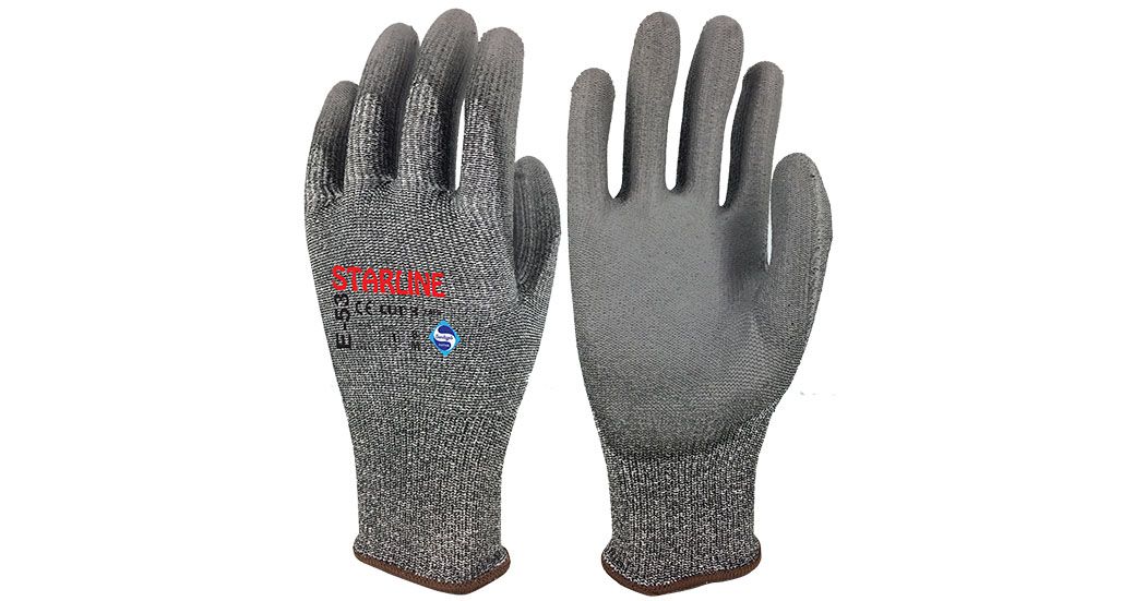 Starline E-53 Kesilmeye Dirençli ve Antibakteriyel PU Gri Eldiven (7/S Beden)