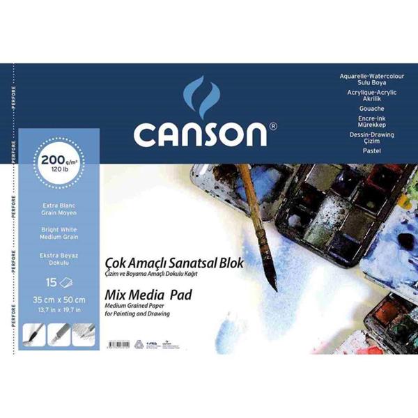 Canson 35 X 50 cm Çok Amaçlı Sanatsal Blok 200 Gr 15 Yaprak