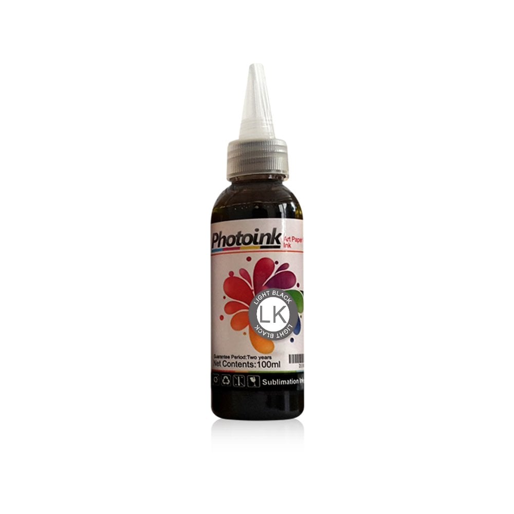 Photoink Süblimasyon-Transfer Baskı İçin 100 Gr Açık Açık Black Mürekkep 6 Renkli Yazıcılar İçin