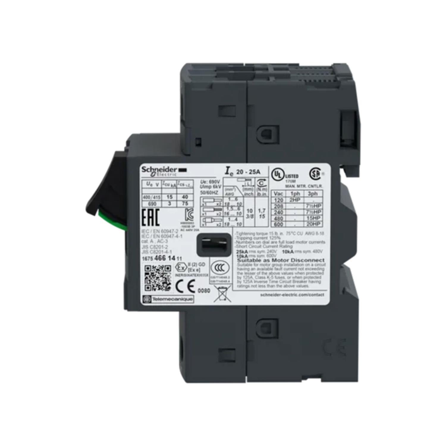 SCHNEIDER TESYS DECA GV2ME22 MOTOR KORUMA ŞALTERİ (20A-25A)