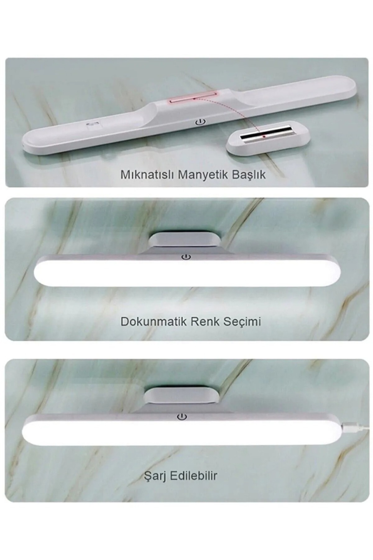 CATA 5249 3 Renk Şarjlı Mıknatıslı Dokunmatik Led Aplik
