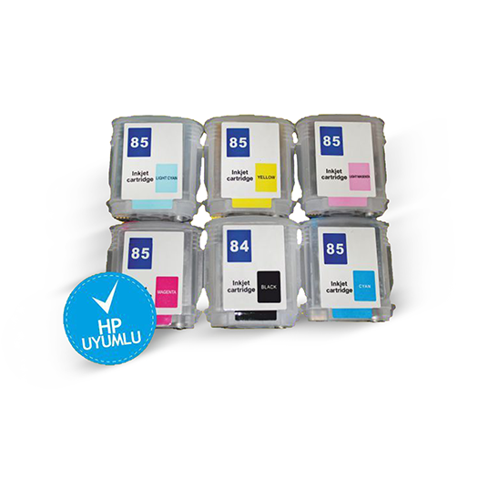 HP 84-85 Uyumlu Kolay Dolan Kartuşlar Dolu - HP Designjet 10Ps/ 120/ 120Nr/ 130/ 130Gp/ 130Nr/ 130R/ 20Ps/ 30/ 30Gp/ 30N/ 50Ps/ 70/ 90/ 90Gp