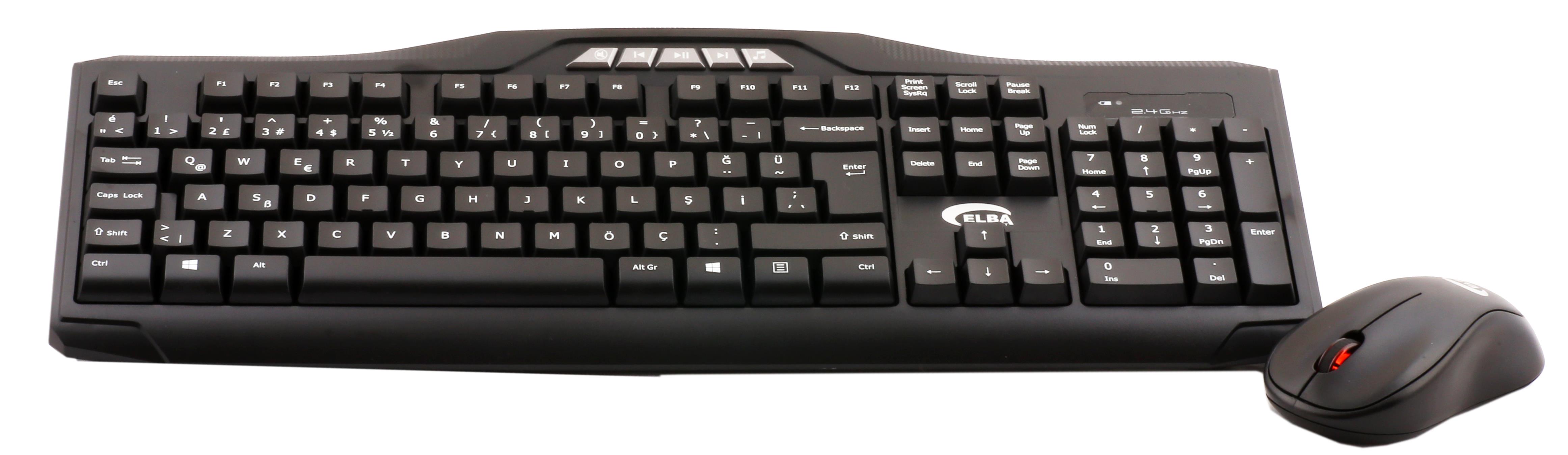 Elba EC-266 Q Usb Siyah Kablosuz Klavye Mouse Set Multimedya Tuşlu