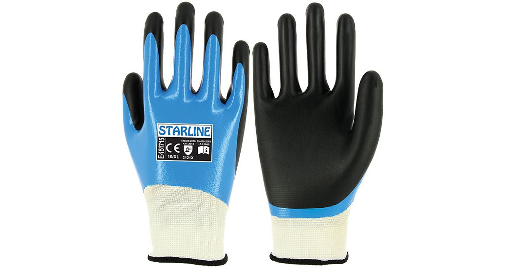Starline E-151715 Genel Amaçlı Mavi-Siyah Köpük Nitril Eldiven (7/S Beden)