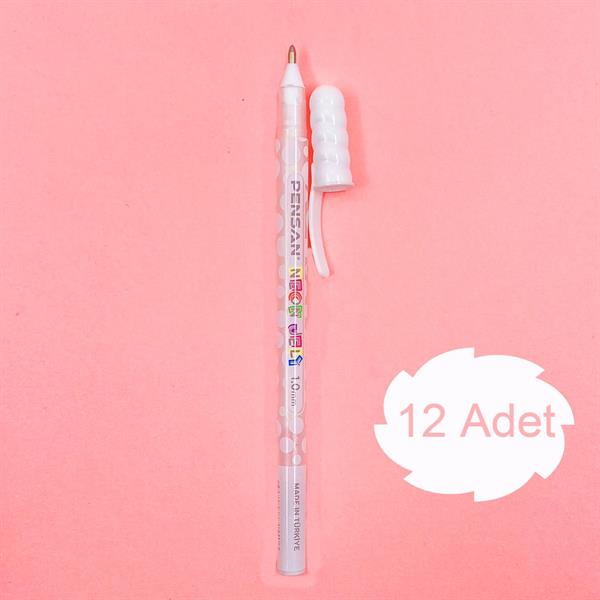Pensan 2801 Jely Neon Tükenmez Jel Kalem Beyaz 12 Adet