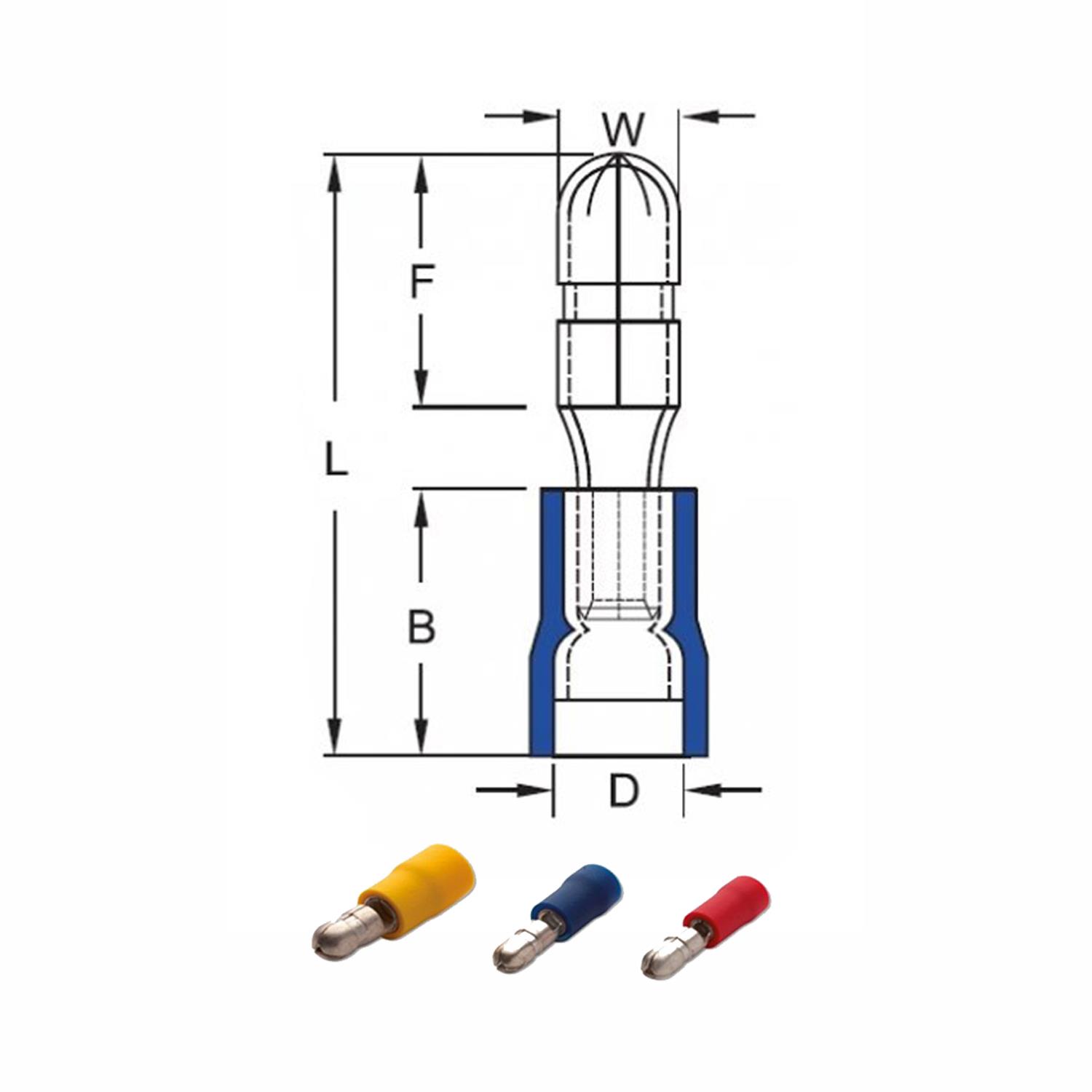JAMESON JBE-2052 ERKEK TERMİNAL İZOLELİ KABLO UCU (1,5-2,5 MM - MAVİ) (200 ADET )