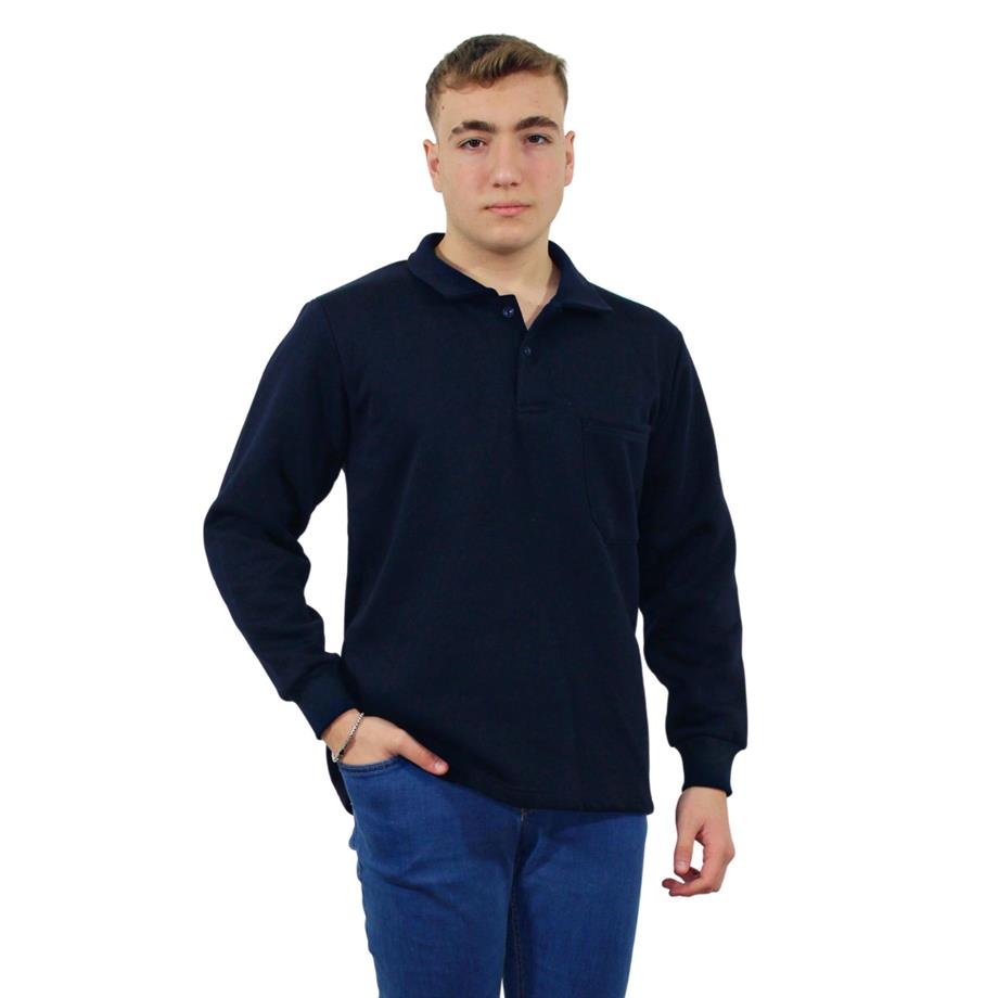 Persmont İPS06K Lacivert İki İplik Polo Yaka Sweat