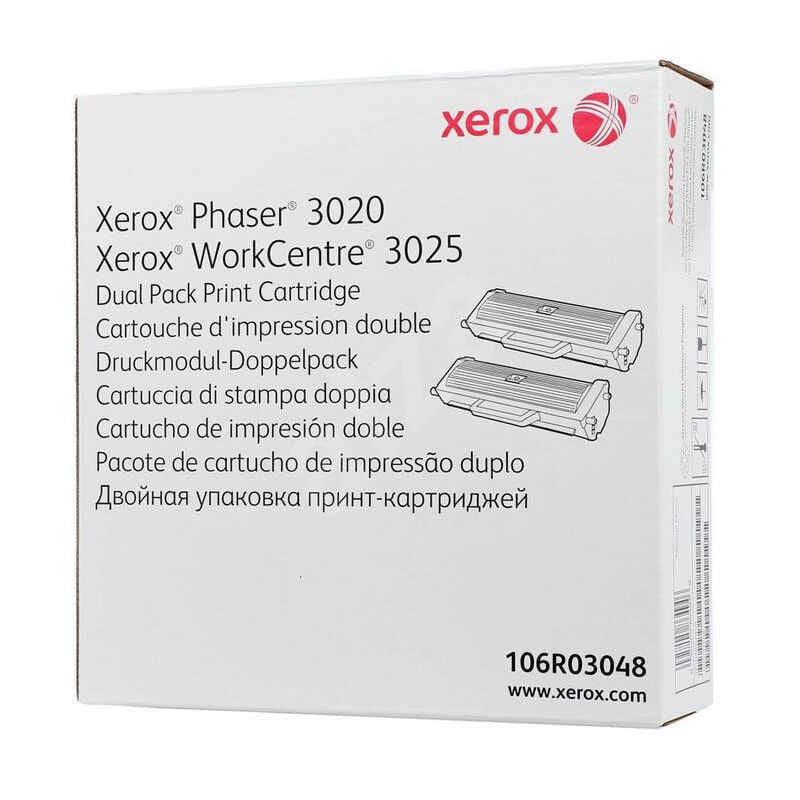 Xerox 106R03048 Siyah 2'Li Orijinal Toner Kartuşu 2X1500 Sayfa,Phaser 3020,Workcentre 3025