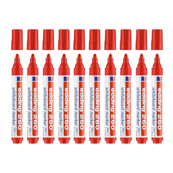 Edding 260 Beyaz Tahta Kalemi Kırmızı 10 Lu Set