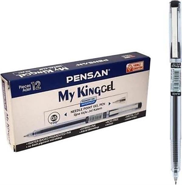 Pensan 6405 My King Gel 0.5 Metal Klips Kalem 12 Li Paket-Siyah