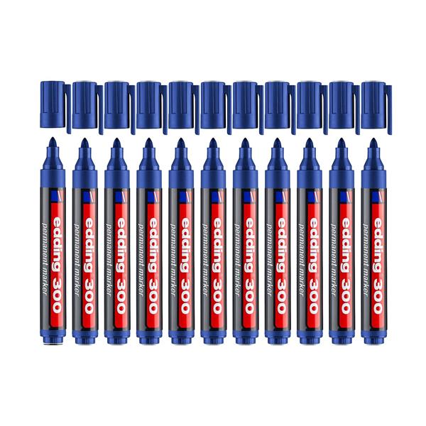 Edding 300 Permanent Markör Yuvarlak Uçlu Kalem 10'lu Mavi
