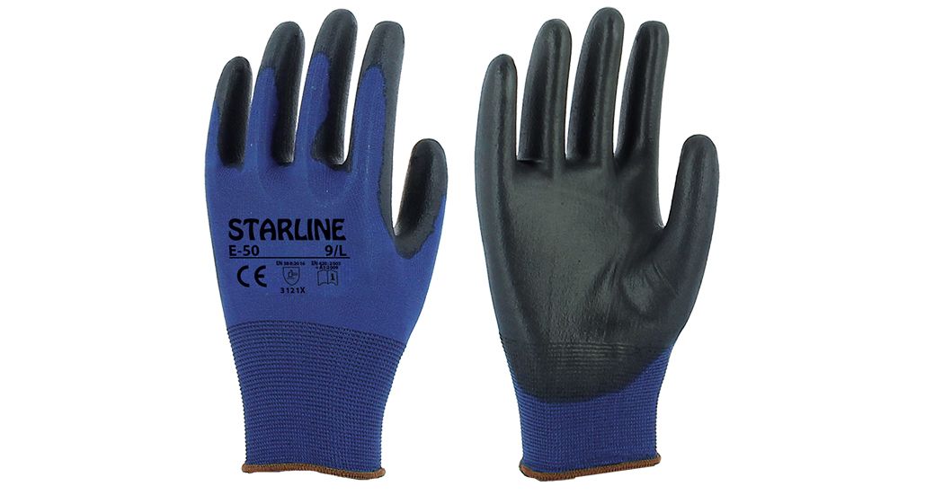 Starline E-50 Mavi-Siyah Hassas Tip PU Eldiven (7/S Beden)