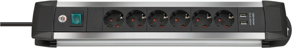 Brennenstuhl Premium Alu-Line Serisi 6 Soketli 2 X Usb 3 Metre Uzatma Priz
