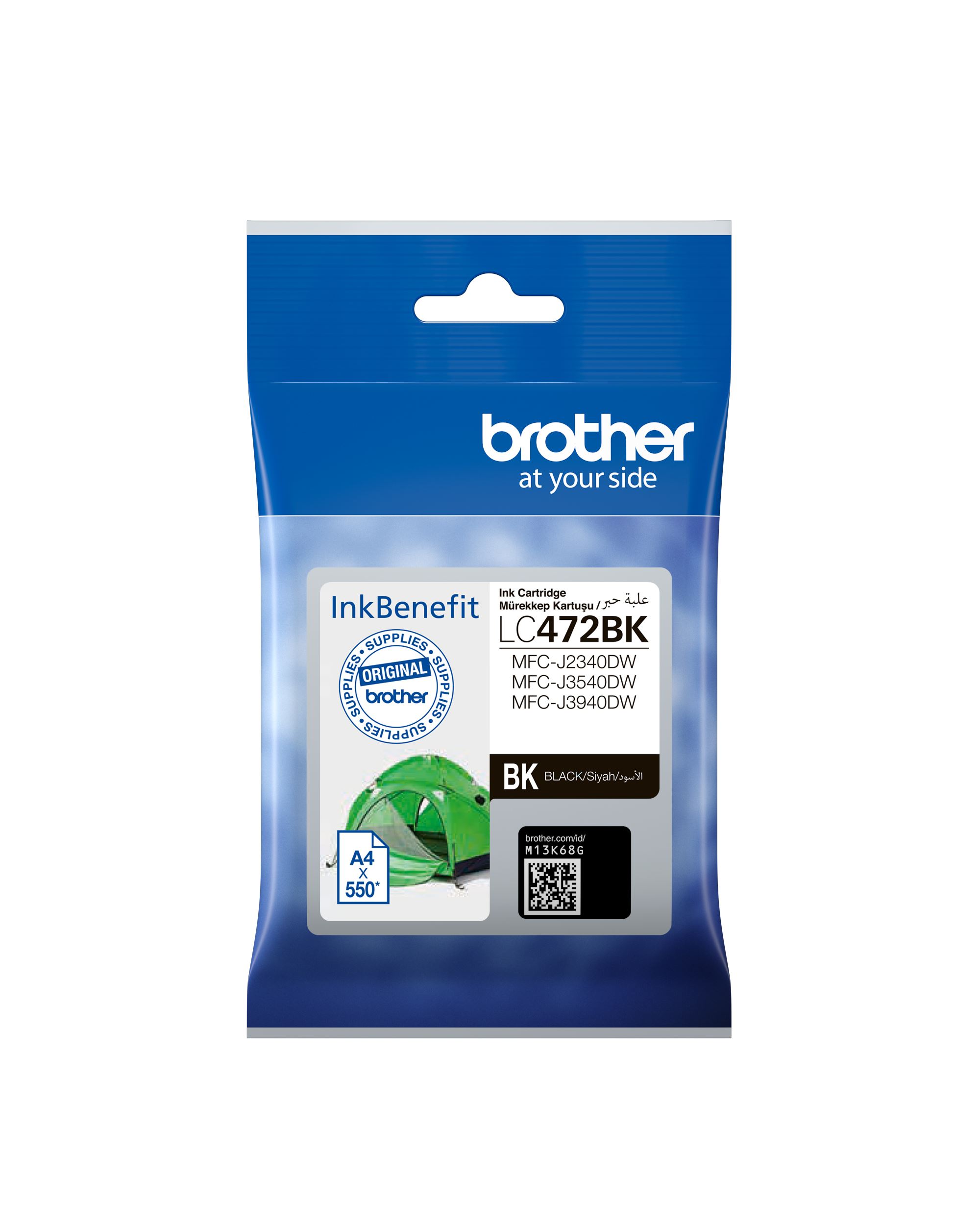 Brother Lc472Bk Black Siyah 550 Sayfa Kartuş Mfc-J2340-J3540-J3940