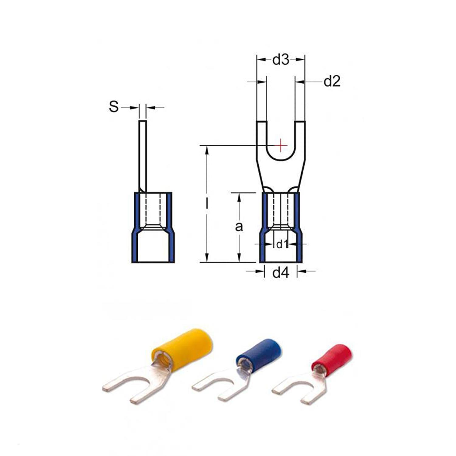JAMESON JÇU-5006 M5 ÇATAL TİP İZOLELİ KABLO UCU (4,00-6,00 MM, SARI) (100 ADET )