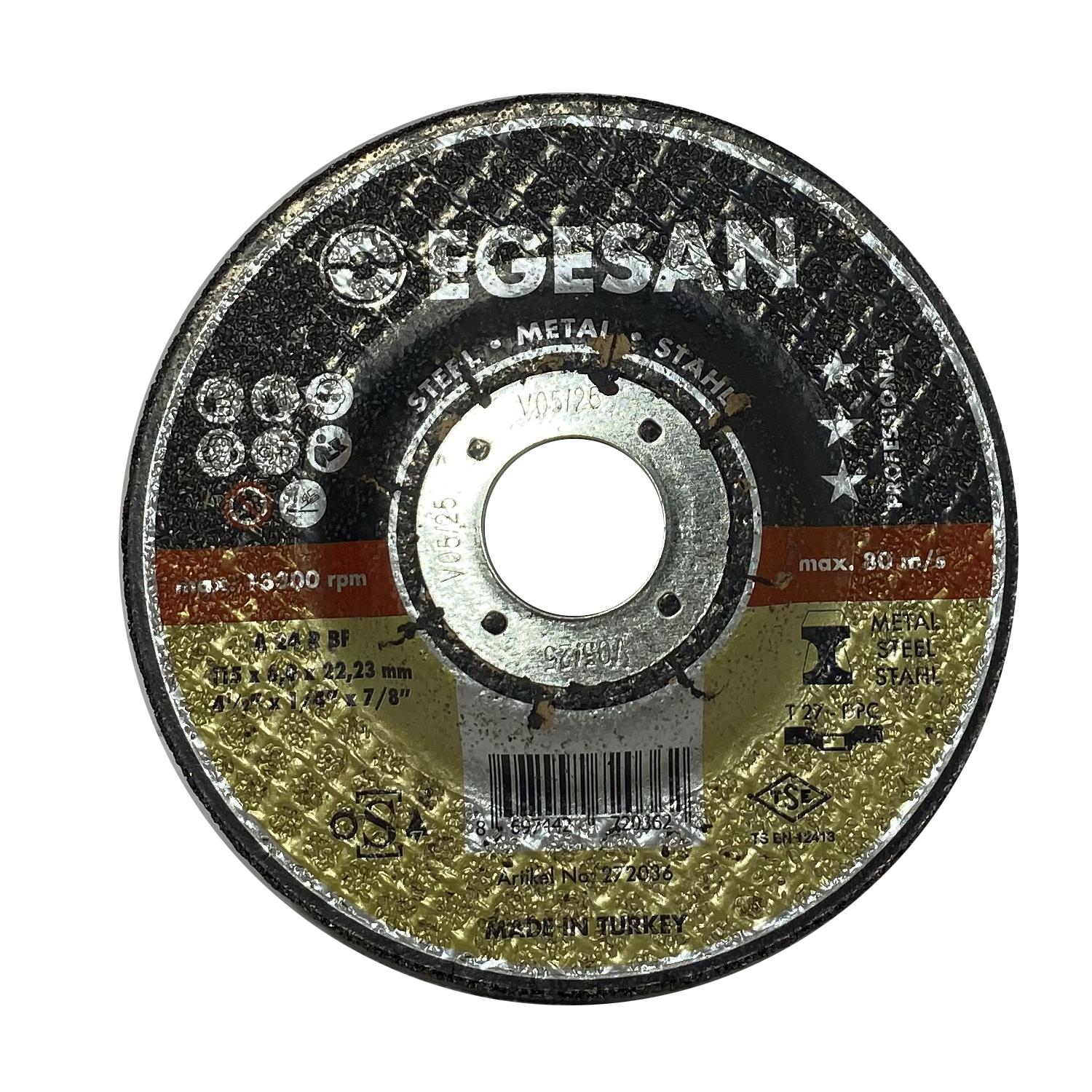 Egesan115X6.0X22.23 mm 4 1/2"X1/4"X7/8" Kesme Taşı 1 Adet
