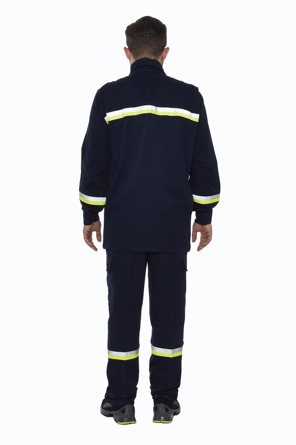 ALÜMİNUZE VİSKON RADYAN ISI VE ERİMİŞ METAL ERİYİK CEKET PANTALON