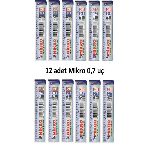 Mikro Cetvelli 2B 0.7 Kalem Ucu 75 mm 12 Adet
