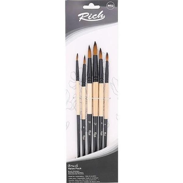 Rich Stroke Yuvarlak Uçlu Fırça Seti 6 lı Set: 5 11218