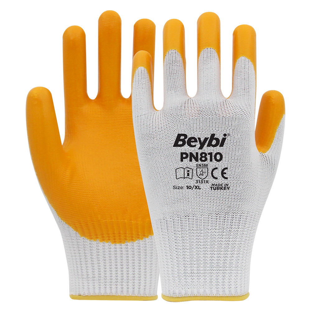 Beybi Pn810 Nitril İş Eldiveni Sarı-Beyaz No:10 '12 Çift'