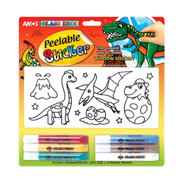Amos Sökülebilir Etiket Ve Cam Boyama Seti Dinozorlar 10,5X6 Ps10B-D3