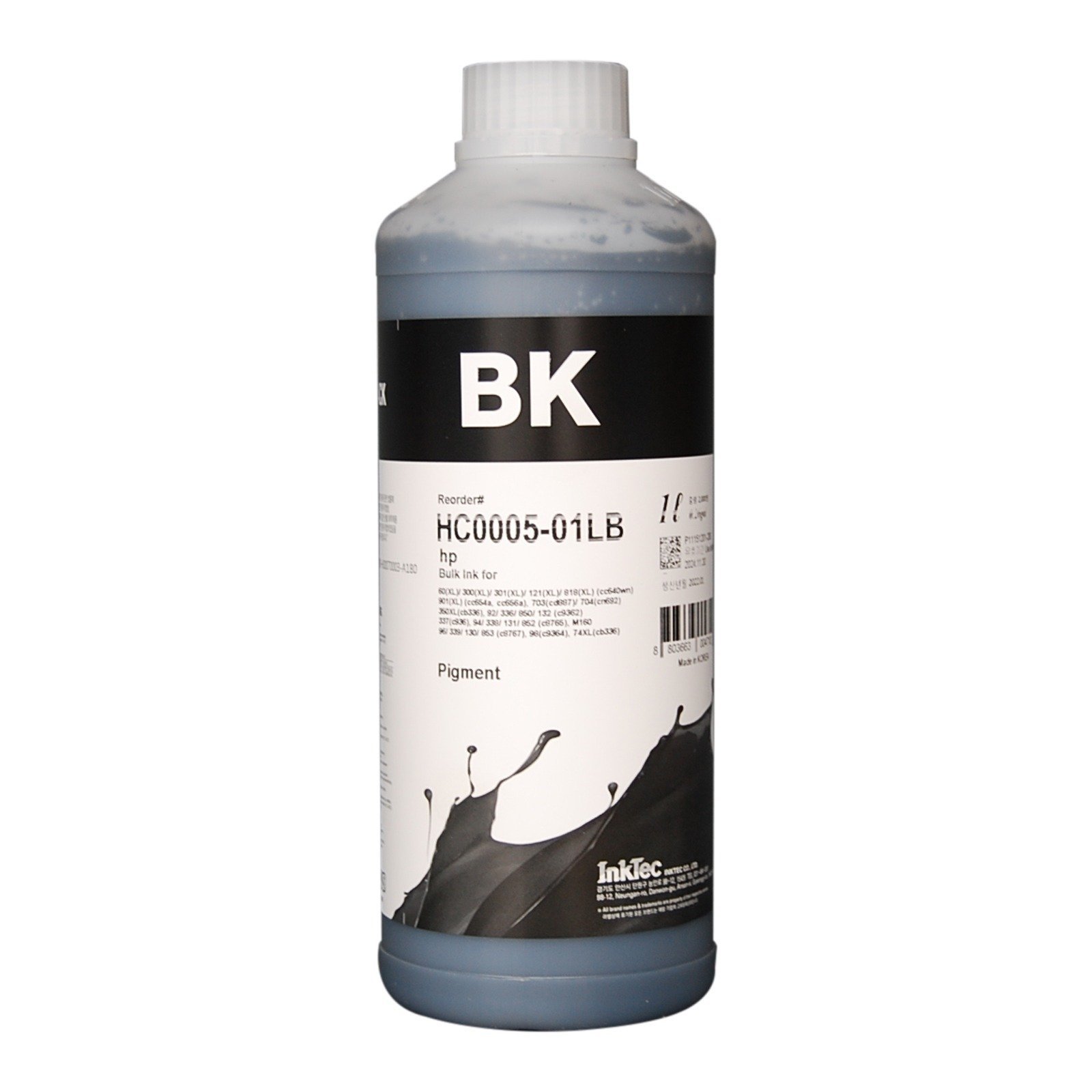 Inktec Pigment Hc0005-01Lb HP Uyumlu Mürekkep 1 Lt Siyah