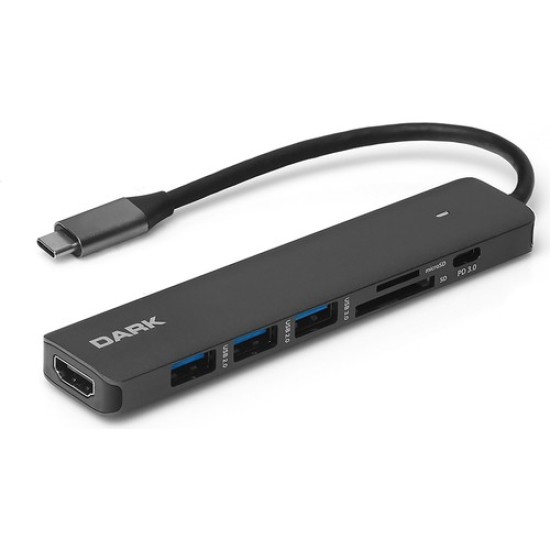 Dark DK-AC-U31X42 USB 3.1 Gen1 Type-C 7in 1 HDMI-USB 3.0-TF SD Kart Okuyucu-USB-C&USB-C PD Hub