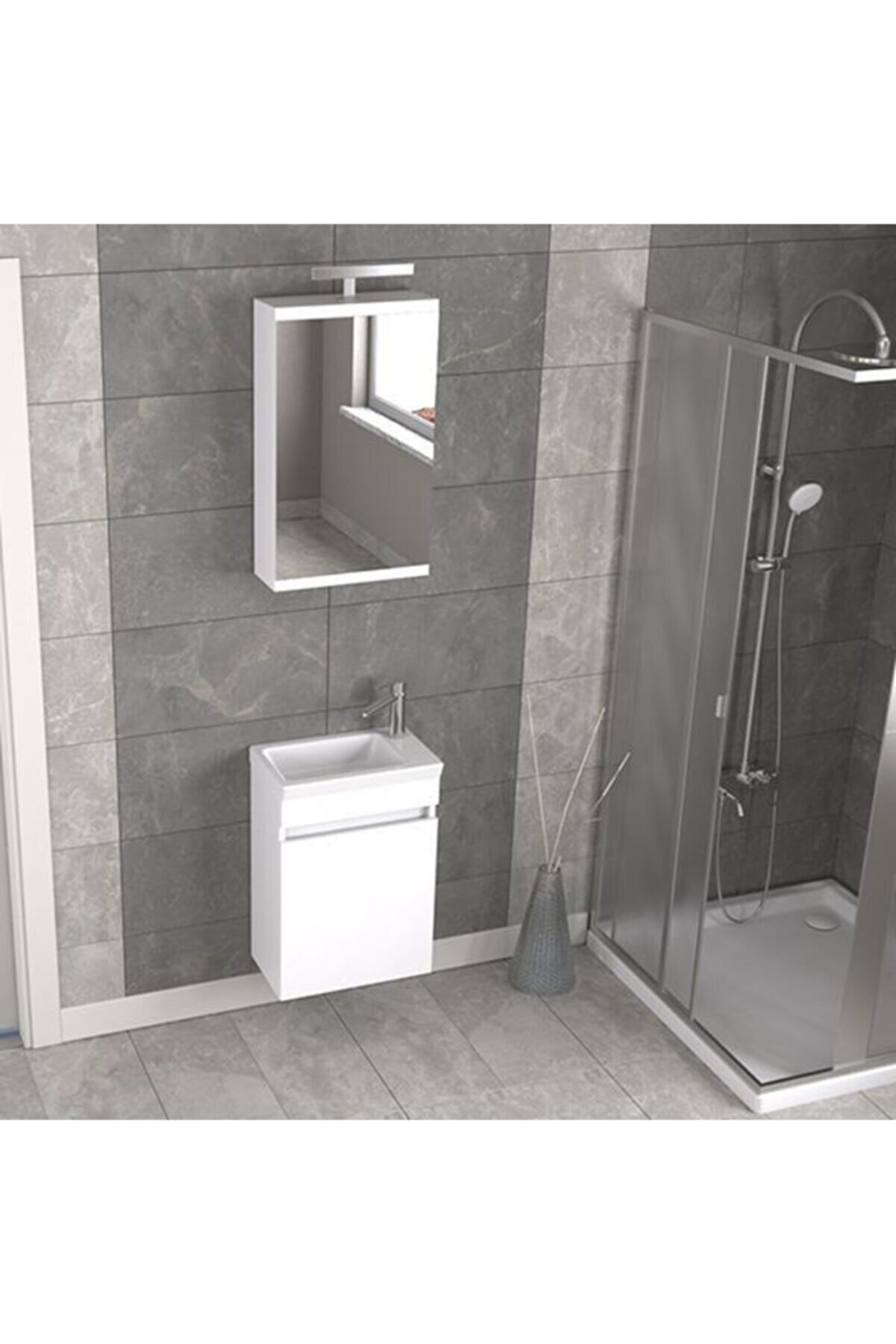 Biani Edremit 45 cm Beyaz Banyo Dolabı