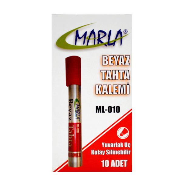 Marla Beyaz Tahta Kalemi 10 Lu 1 Kutu Kırmızı