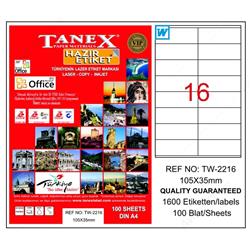 Tanex Laser Etiket 105*35 Kırmızı Kod 2216 X