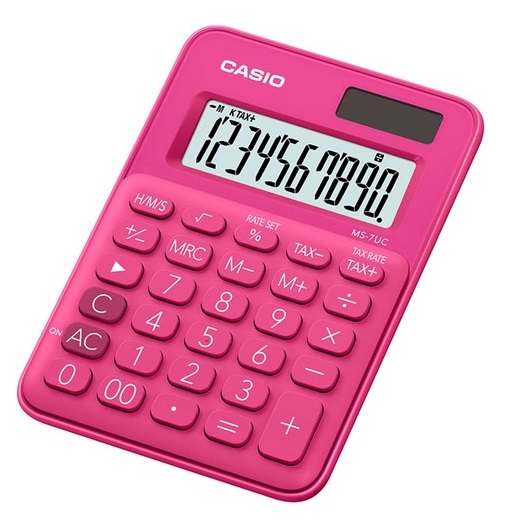 Casio MS-7UC-RD 10 Hane Pembe Masa Üstü Hesap Makinesi