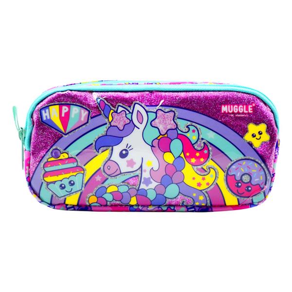 Muggle Happy Unicorn Pembe 2 Gözlü Kalemlik Çantası MU-6505