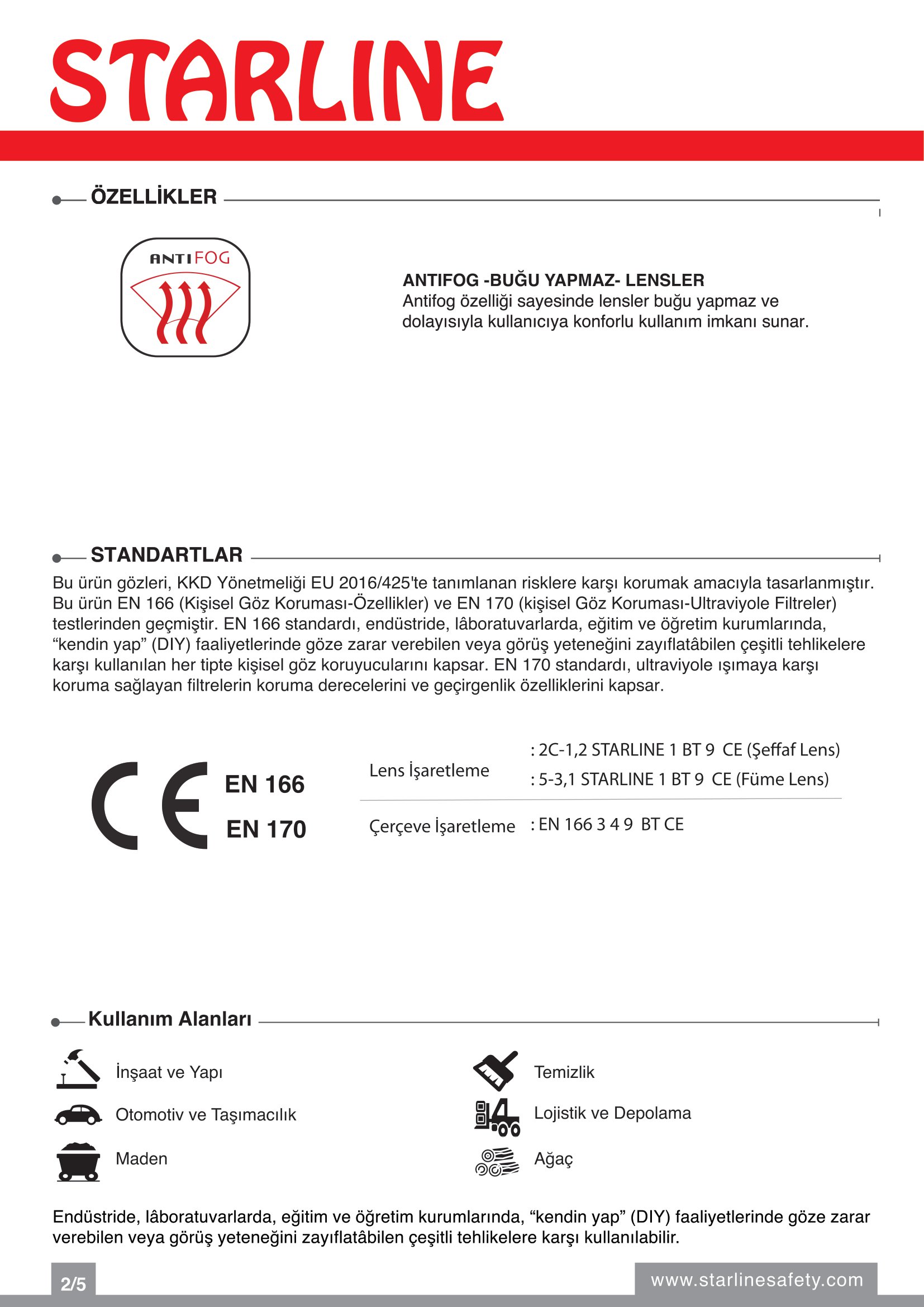Starline G-035A-C Şeffaf Darbeye Karşı Dirençli ve Buğulanmaz Koruyucu Gözlük