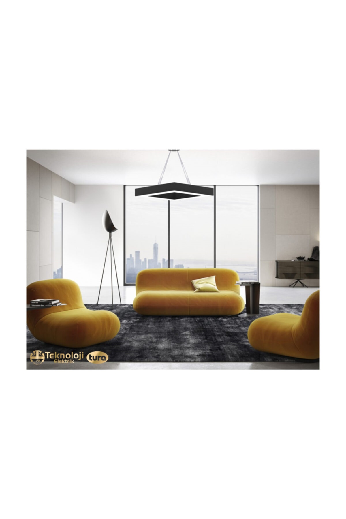 Teknoloji Elektrik Kare Modern Linear Led Avize Beyaz Işık 6500 K 60w 40*40 Cm