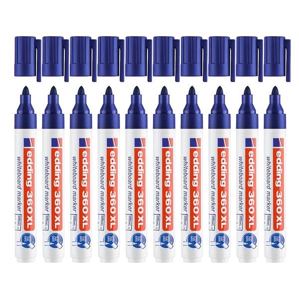 Edding 360 XL Doldurulabilir Beyaz Tahta Kalemi 10 Lu Set Mavi