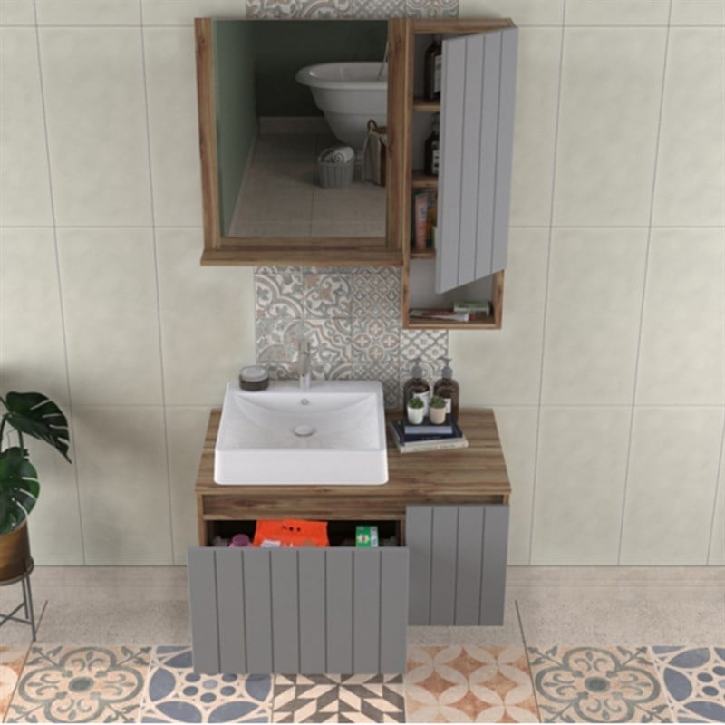 Biani Nevada Matt Anthracite 90 cm Banyo Dolabı