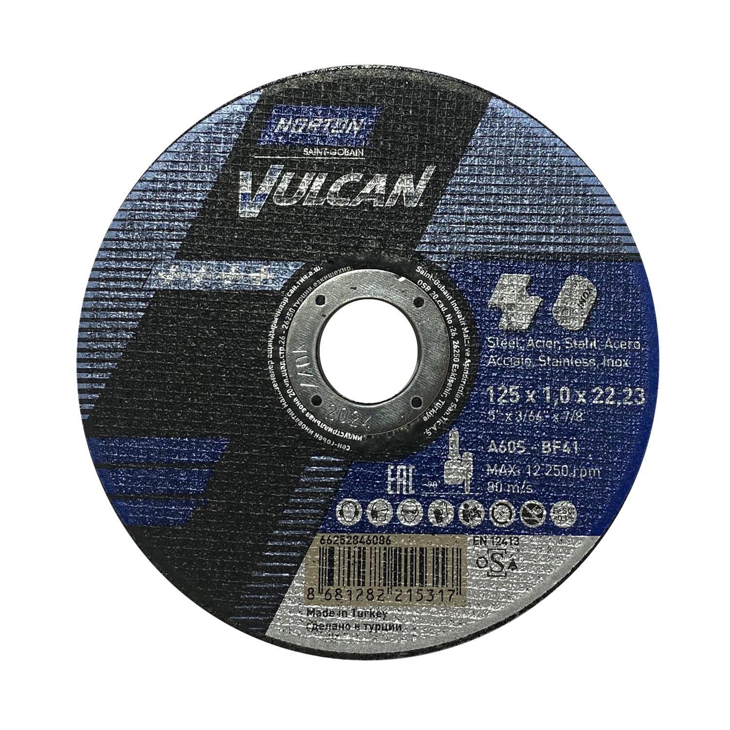 Nortonvulcan125X1.0X22.23 5"X3/64"X7/8" Kesme Taşı 100 Adet