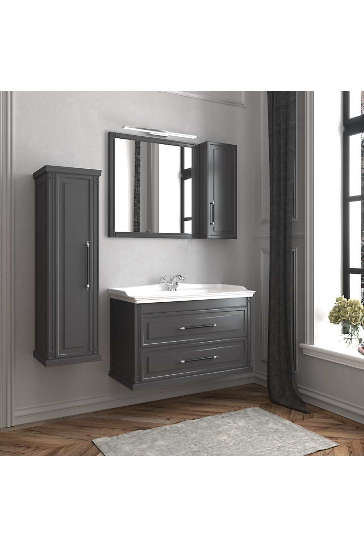 DENKO ALBATROS 100 cm BANYO DOLABI + SERAMİK LAVABO